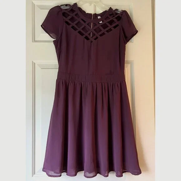 Xhilaration | Dresses | Xhilaration Dress With Cutout Lattice Neckline Fit  Flare Size Sp Exc Cond | Poshmark